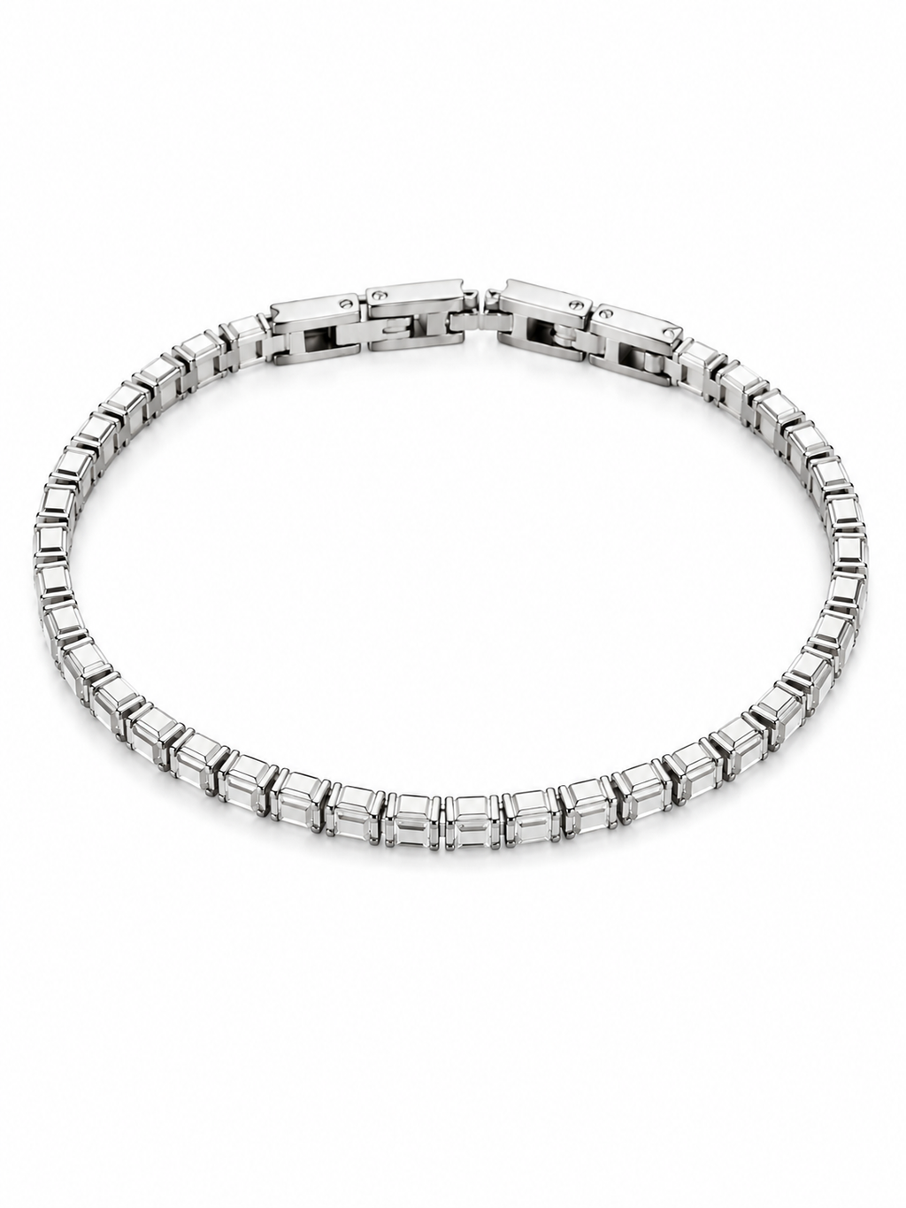 Square Tennis Bracelet — Stainless Steel |